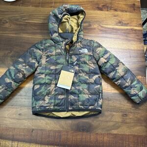 The North Face Jacket Kids 3T Black Brown Camo Reversible Coat Youth NWT